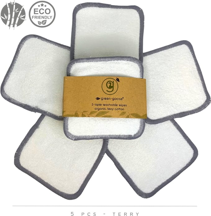 green-goose® XL Make-Up Remover Pads | 5 Stuks | Medium | 10 cm | 3-laags | Bamboe Biokatoen