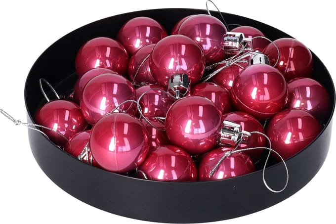 Othmar Decorations kerstballen - 24x - 3 cm - orchidee roze - kunststof - kerstversiering