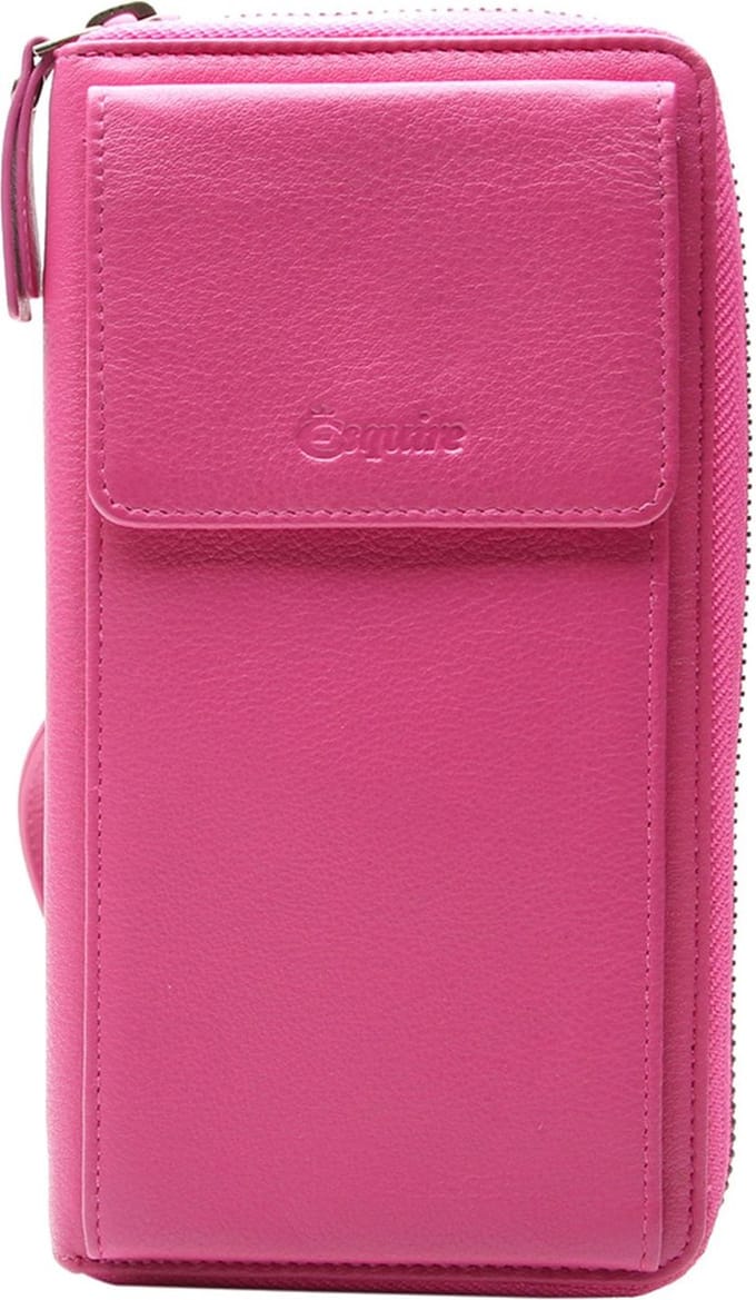 Esquire Leren Portemonnee Telefoontasje Peru Phone Wallet Bag Pink Paars