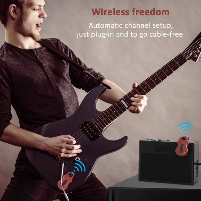 Draadloos Gitaarsysteem Audio Digitale Gitaar Zender Ontvanger Ingebouwde Oplaadbare Batterij 100 brown