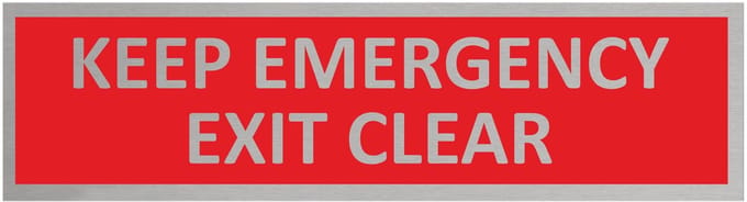 CombiCraft Aluminium deurbordje Keep emergency exit clear 165x45mm met tape - per stuk
