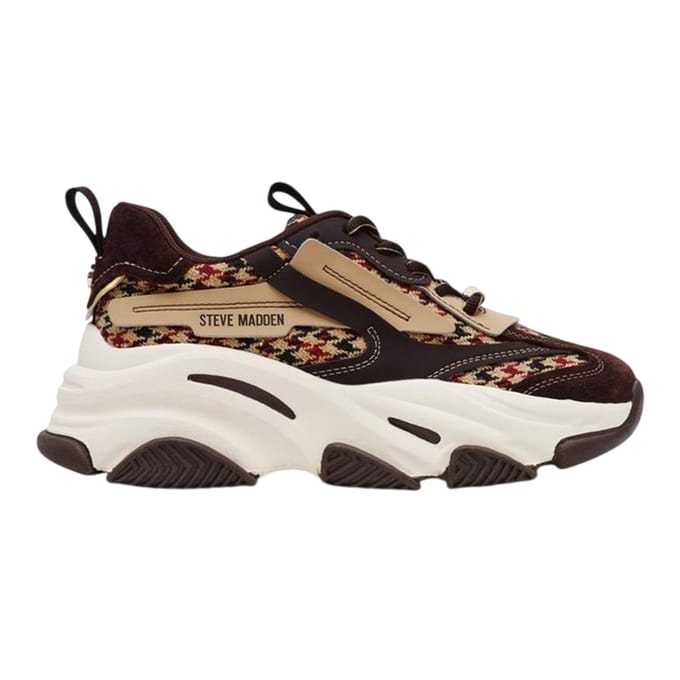 Steve Madden Possession-E-platformsneakers voor dames (Bruin/paars geruit)
