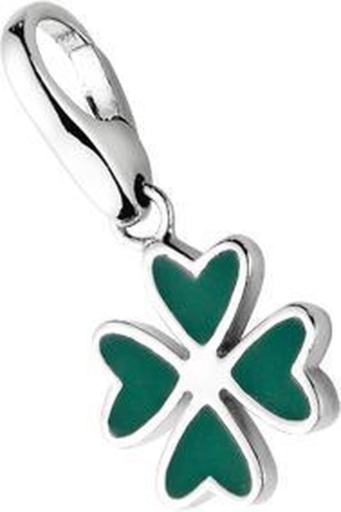 Bedel | charm | sterling zilver | klaverblad | karabijn | hanger