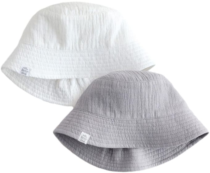 Next - Pasgeboren unisex - Set van 2 gekreukte babyvissershoedjes - Grijs