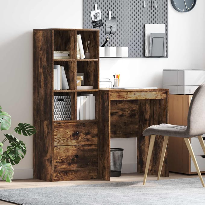 vidaXL - Bureau - Rook - Eiken - 105,5 - x - 50 - x - 127 - cm - 2 - st