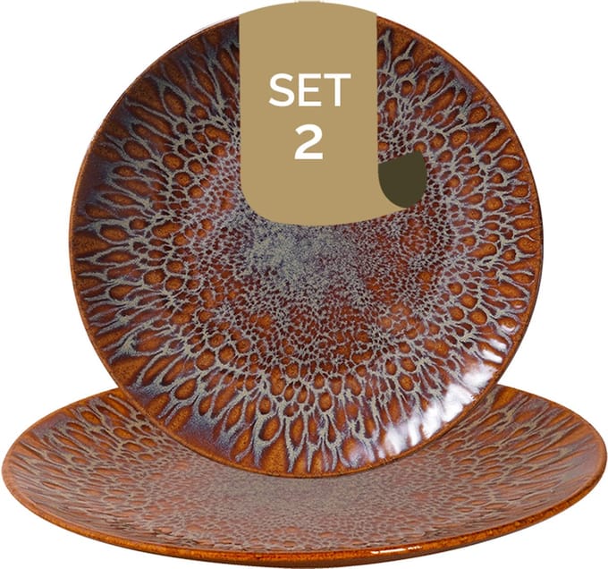 Palmer - Bord - Magmatic - 21 cm - Bruin - Stoneware - Bordenset - 2 stuks