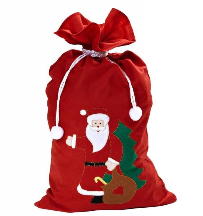 Kerstman zak met opdruk rood
