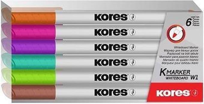 Kores Whiteboard & Flipover markers XW1, ronde punt 1 mm 6 stuks
