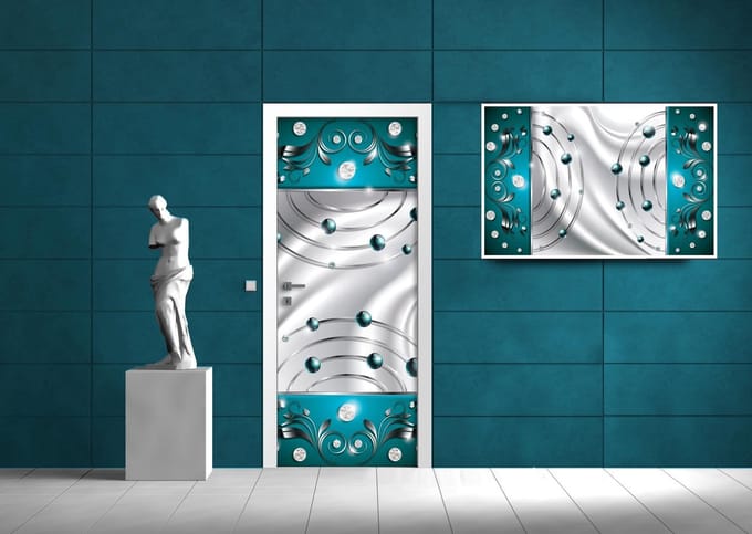 Blue Silver Abstract Modern Photo Wallcovering