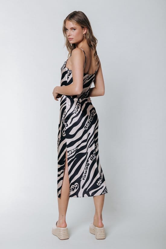 Colourful Rebel - Maat XL - Cami Zebra Midi Slip Dress
