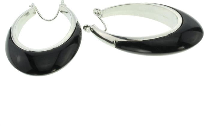 Behave - ovale zwarte oorbel - urban chic - krachtige basic stijl