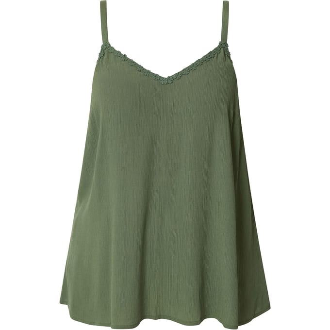 Yours Groene Vesttop Met Geborduurde Bloemenrand Size 42