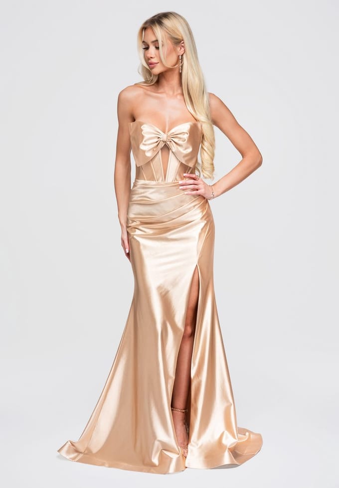 LARICA Jurk - Strapless - Rits - Effen Goud L