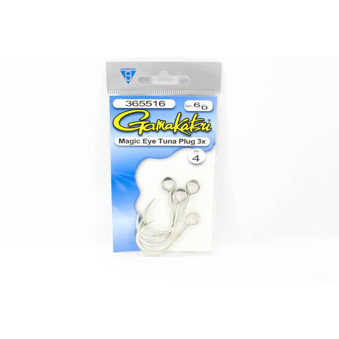 Gamakatsu 365516 Tonijnplug Magic Eye Hook 3X Maat 6/0, 4 per verpakking (3090)