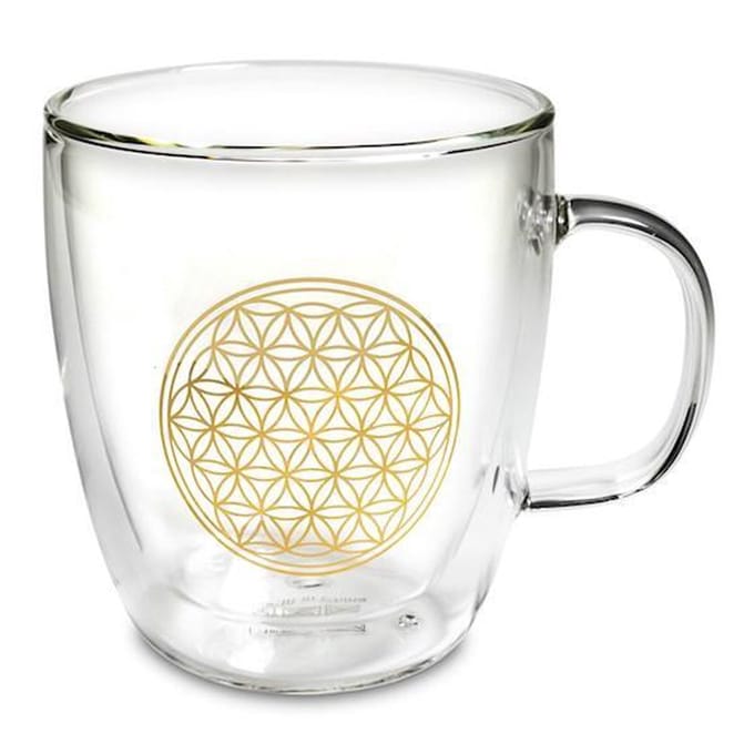 Theeglas Dubbelwandig Bloem Van Het Leven - 400 Ml - 400 ml