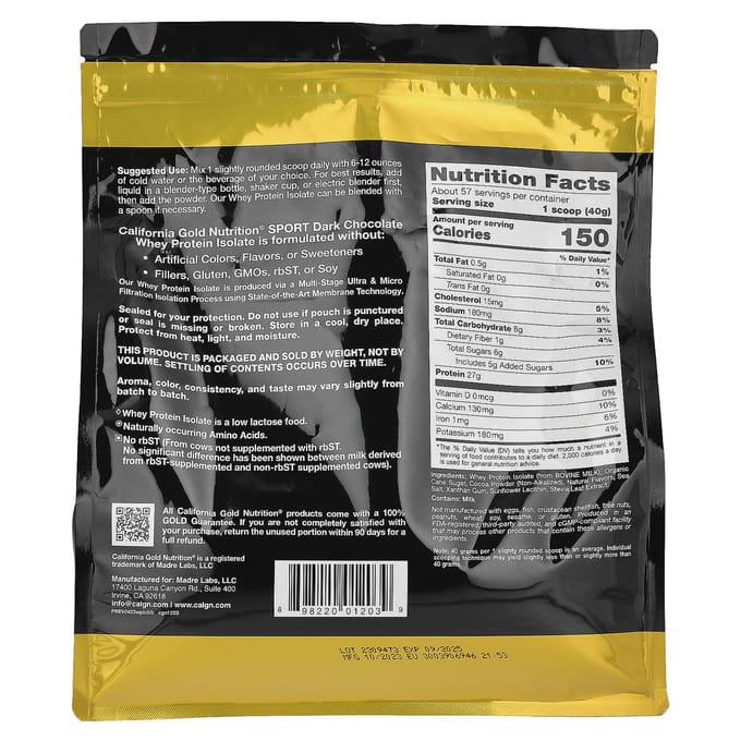 Sport, Wei-eiwitisolaat, Pure chocolade, 2,27 kg(5 pond)