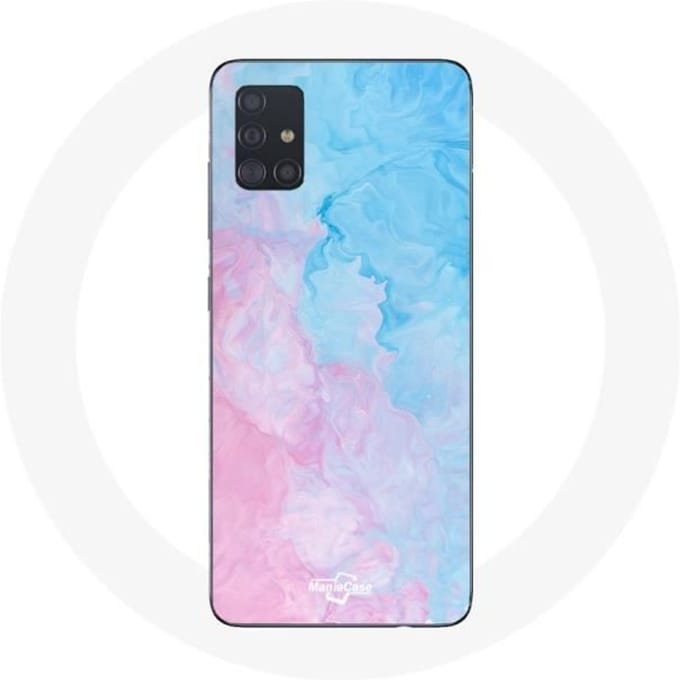 Samsung Galaxy A51 hoesje blauw roze achtergrond