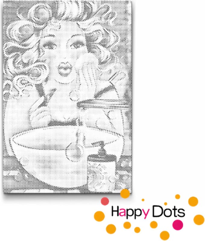 HappyDots DOT Painting Dikke Dames 09 - Make-up 40x60cm - Stippelschilderij