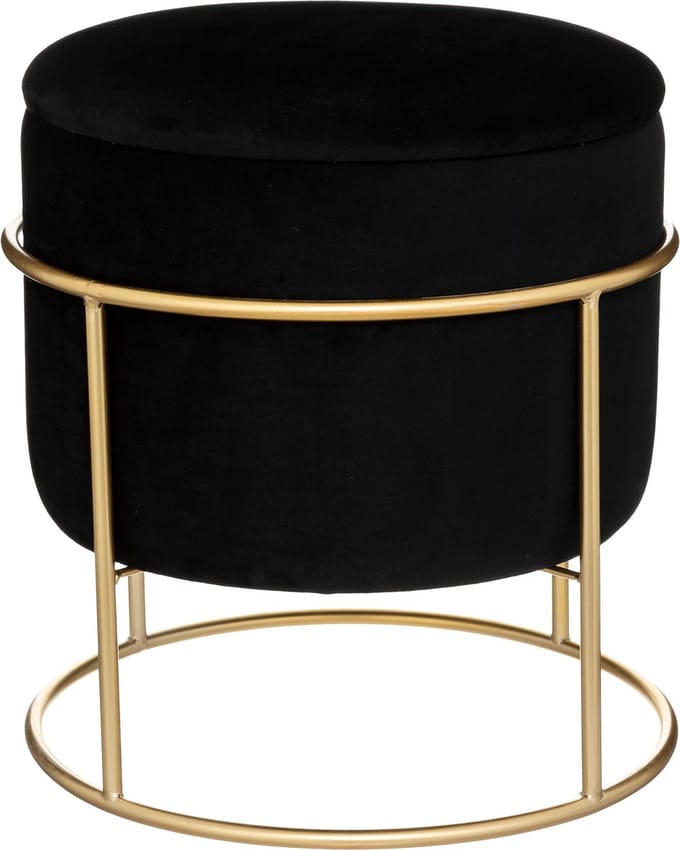 Atmosphera Eliane Poef - Velvet - Zwart - Ø42 cm