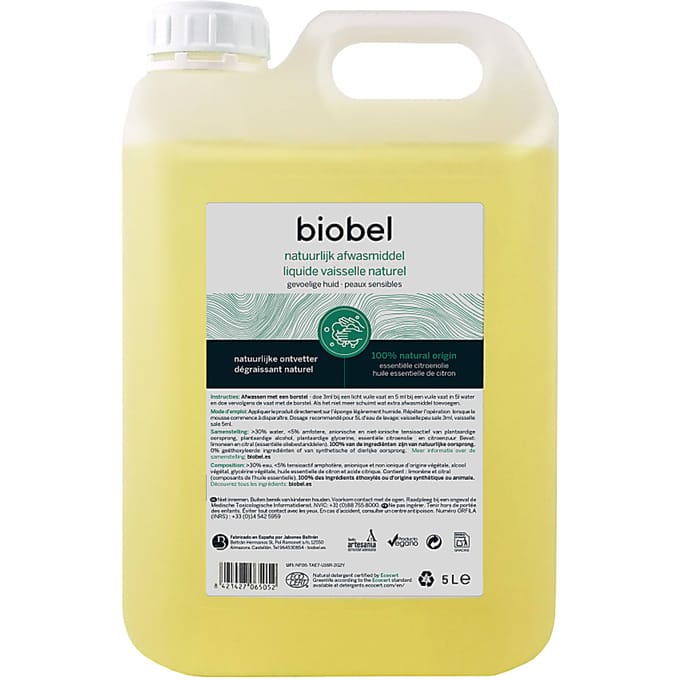 Biobel - Afwasmiddel - 5L – 100% Natuurlijk – Biologisch Afbreekbaar - Grootverpakking