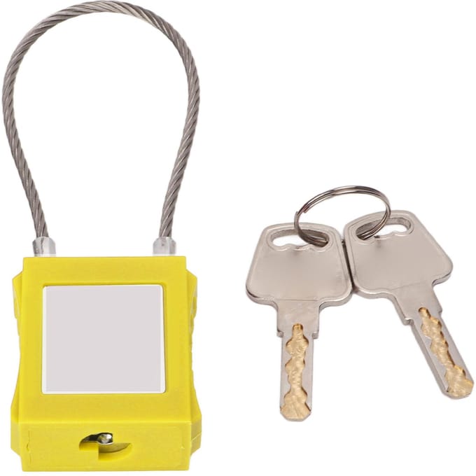 Cadenas de sécurité en acier avec anse de 85 mm et 2 clés pour l'entretien des équipements jaune