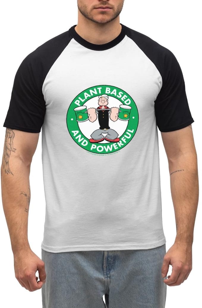 Popeye Plant Based And Powerful Heren Baseball Shirt Korte Mouw