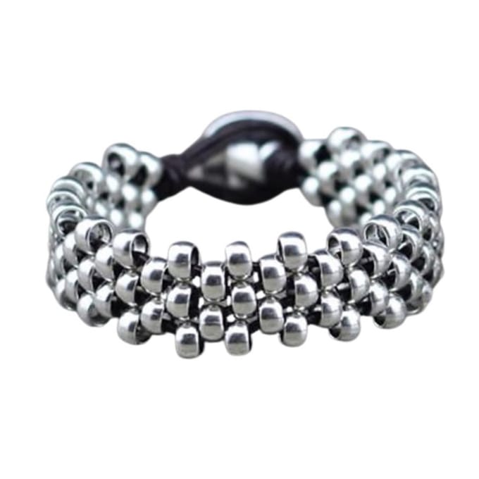 Marama - armband Dayz zwart leer - knoopsluiting - unisex