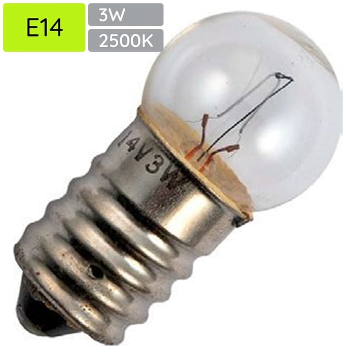 Signaallamp E14 12V 3W - 250 mAh - Per stuk - G18 Gloeilamp Ø18mm - 35mm - 2500K - Dimbaar