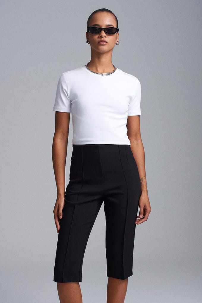 Hoge taille Rechte Capri Shorts Met Splits