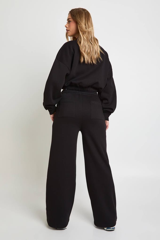 boohoo Dames Afgekorte Rugby Sweatshirt Trainingspak | Black | Maat: XL
