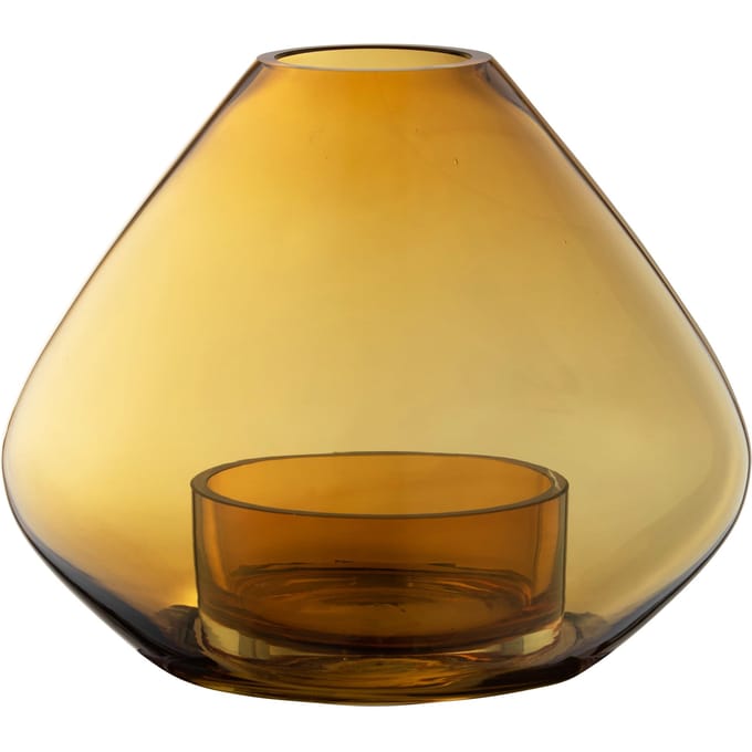 AYTM Lantaarn Uno, vaas, amberkleurig, Ø 14 cm, hoogte 11 cm, glas