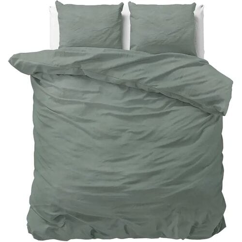 Dreamhouse Stone Washed Dekbedovertrek - 140x200/220 + 1 kussensloop 60x70 - Groen - Eenpersoons