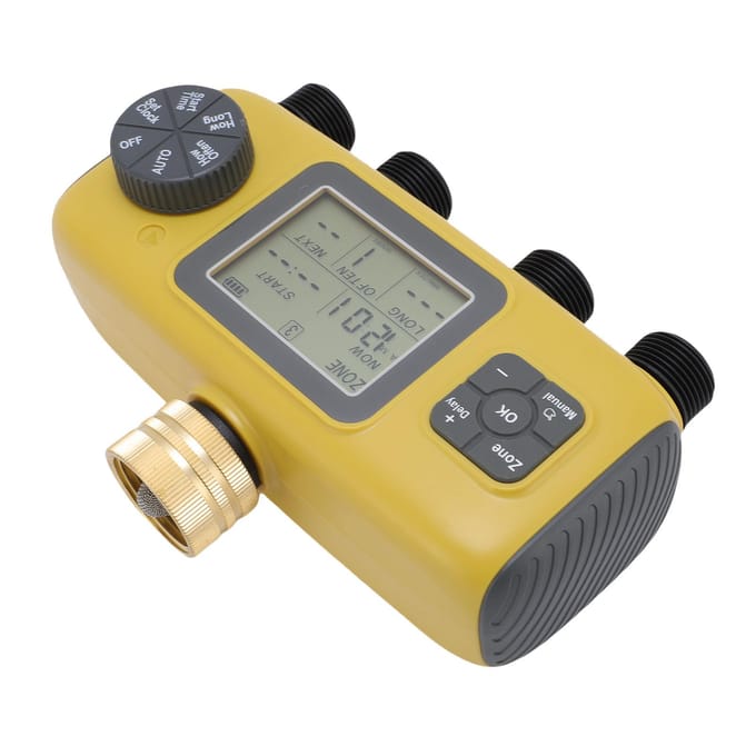 Sproeier Timer voor 3/4-1/2in Kraan IPX5 Waterdicht LCD Display Automatische Irrigatie Controller yellow