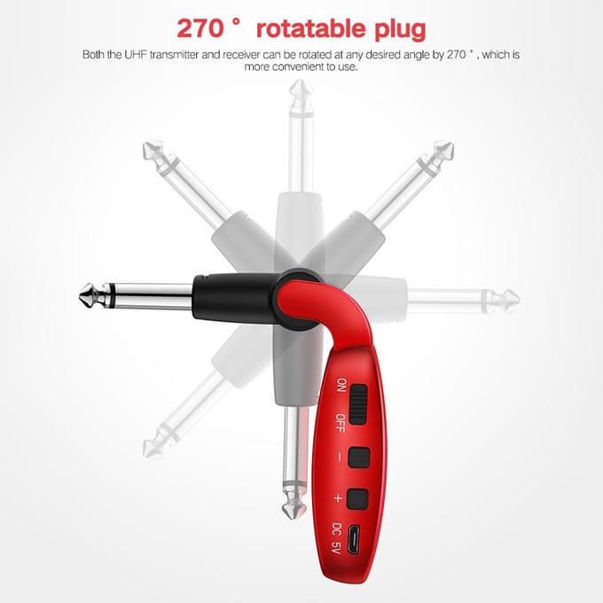 Système de guitare sans fil, transmetteur et récepteur de guitare Rechargeable, ensemble de ramassage de basse électrique rouge