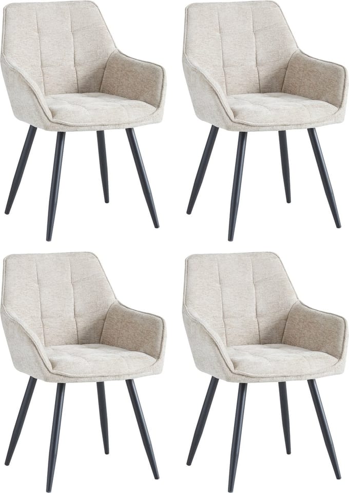 Colenis® - Oriana Eetkamerstoelen - Set Van 4 - Taupe - Chenille Stof - Design