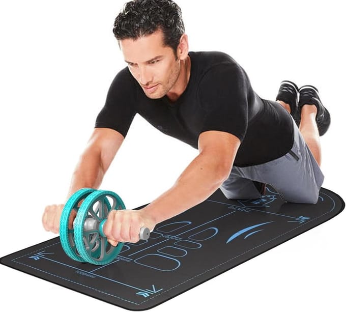 Ab Roller Mat - Buikroller Kussen - Buikspier Training - Antislip Ondersteuning - 7 mm Dik - Zwart