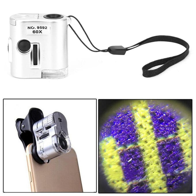 60X Mini Microscoop Zakloep Vergrootglas LED Vervalsingsdetector Vergrootglas