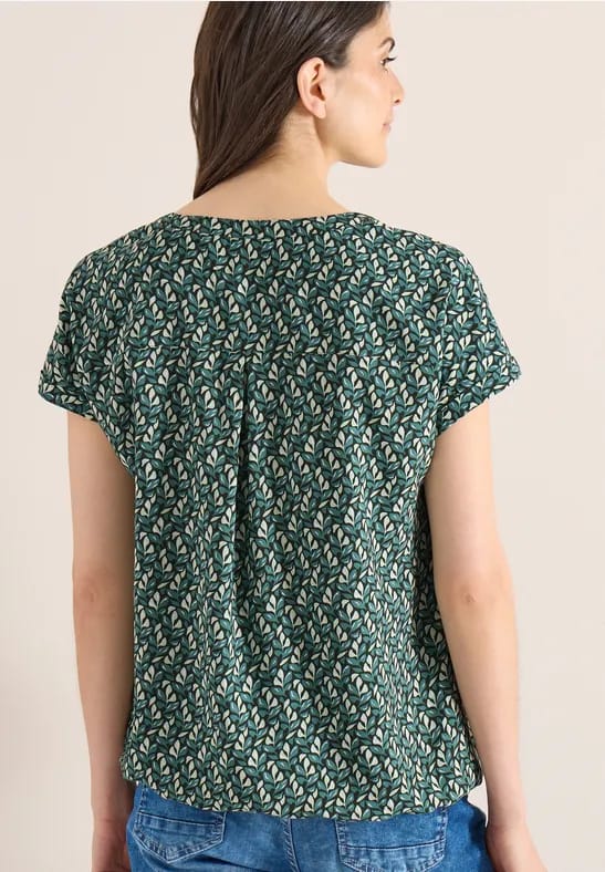 Blouse met gespleten hals en minimale print