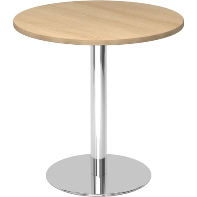 BISTRO F80R C - Systeem conferentietafel Chroom Eiken Ø 80