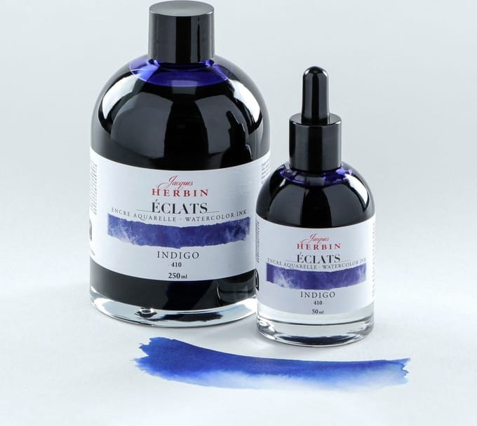 Herbin Eclats aquarel inkt INDIGO -410- Flesje 50ml