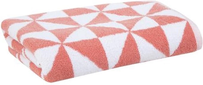 handdoek TILLA triangle wit-koraal 70x140cm badhanddoek met lus