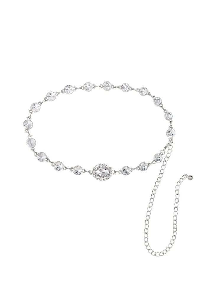 Bijoutheek belly chain glass beads Zilver