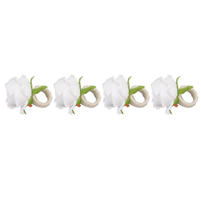 4 STUKS Roos Servetring Gesimuleerd Plastic Herbruikbaar Wijnrank Design Servethouder Ring voor Restaurant wit