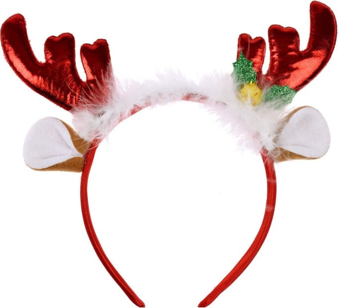 Home & styling Kerst diadeem/haarband - rendier gewei met oren - rood - polyester