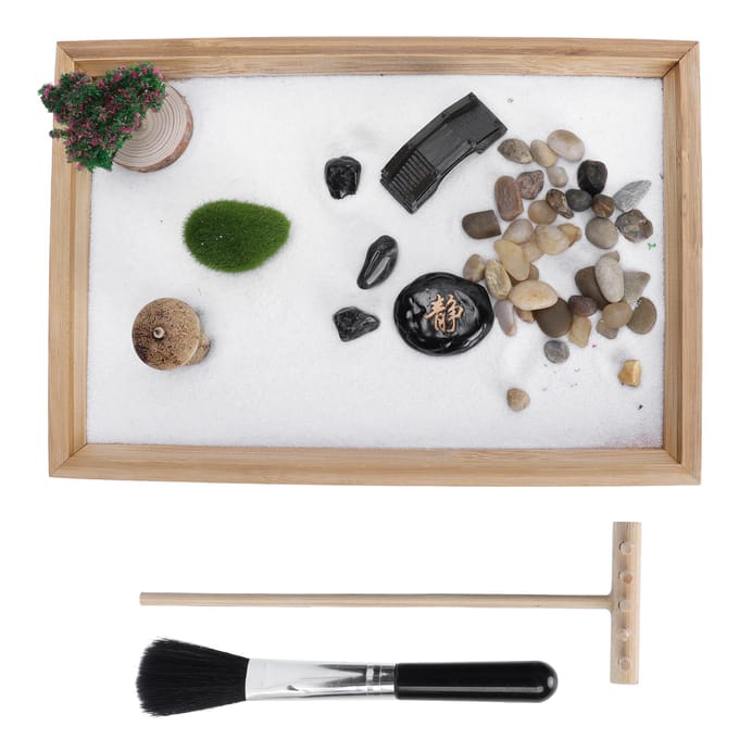 Zandtuin Kit Zen Japans Mini Meditatie Tafelblad Decoratie Accessoire voor Thuis Kantoor beige