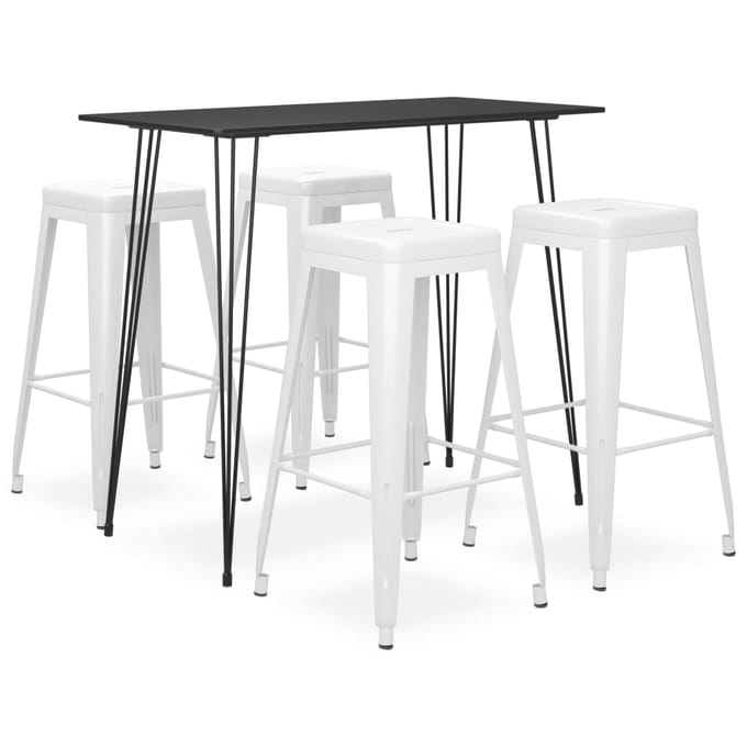 vidaXL - 5-delige - Barset - zwart - en - wit