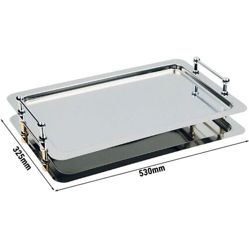 GGM Gastro (6 Stück) System Tablett - Edelstahl - GN 1/1 - Höhe: 70mm - mit Griffen