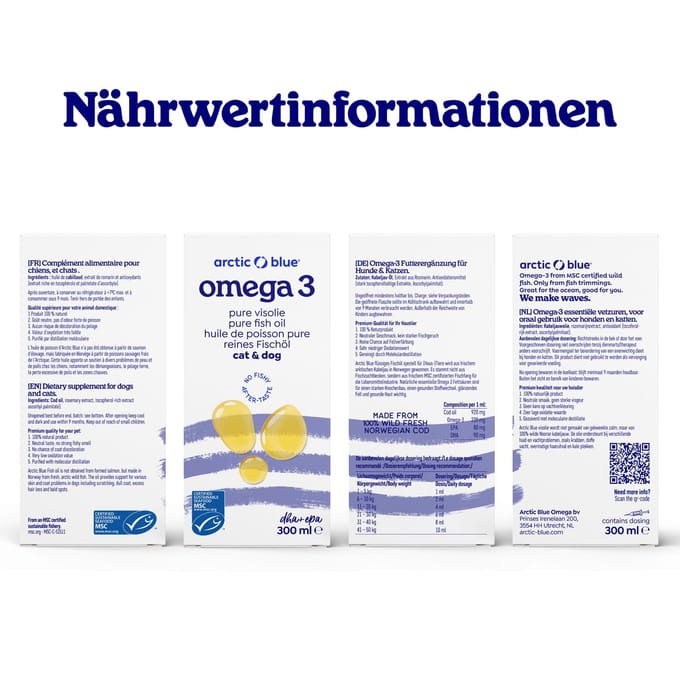 Arctic Blue - Omega-3 Visolie - Dier - met doseerspuit - MSC - 300 ml
