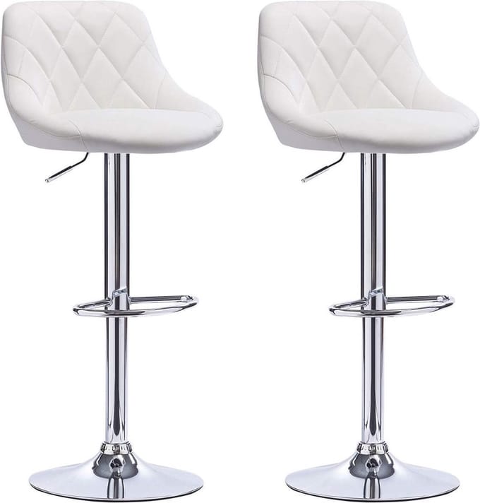 Designer Barkruk - Wit - Ergonomisch - Met rugleuning - Verstelbaar - Set van 2