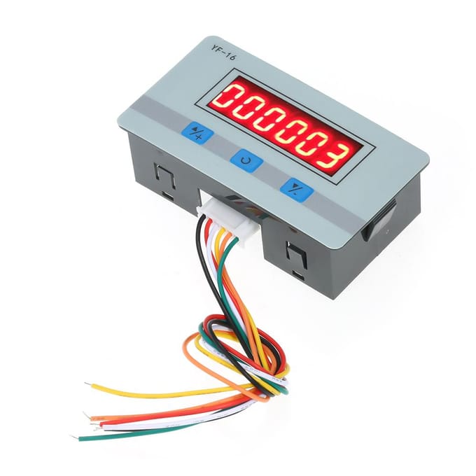 Mini LED digitale tellermodule DC/AC5V ~ 24V elektronische totalisator met NPN- en PNP-signaalinterface grijs